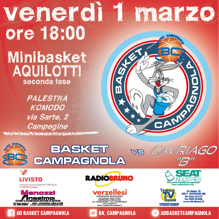 MB: Aquilotti – 2.Giornata seconda fase: Cavriago “B” vs Basket Campagnola